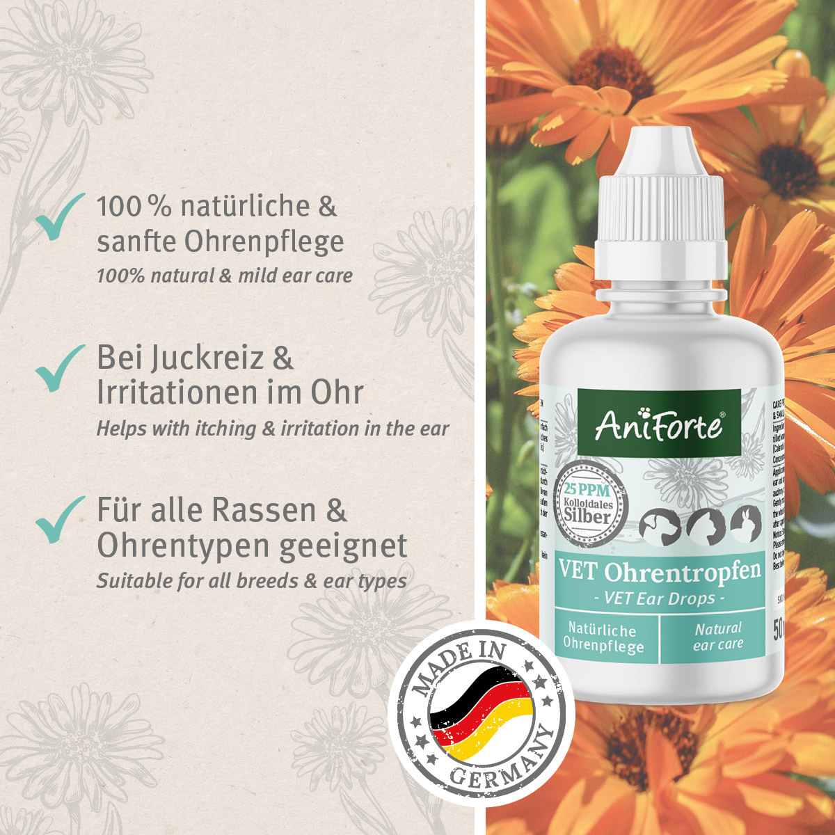 Aniforte Augen- & Ohrenpflege Aniforte VET Ohrentropfen 50ml