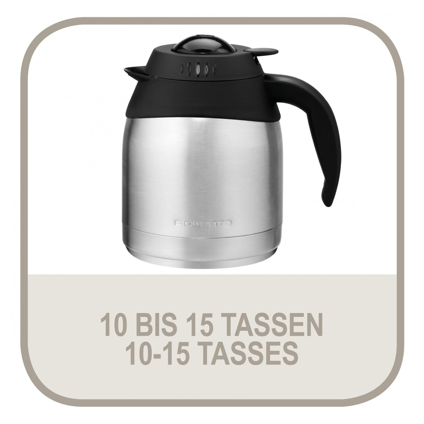 Rowenta Filterkaffeemaschine CT3818 Adagio Milano Thermo, Schwenkfilter, Isolierkanne, Edelstahl, Abschaltautomatik, 10-15 Tassen