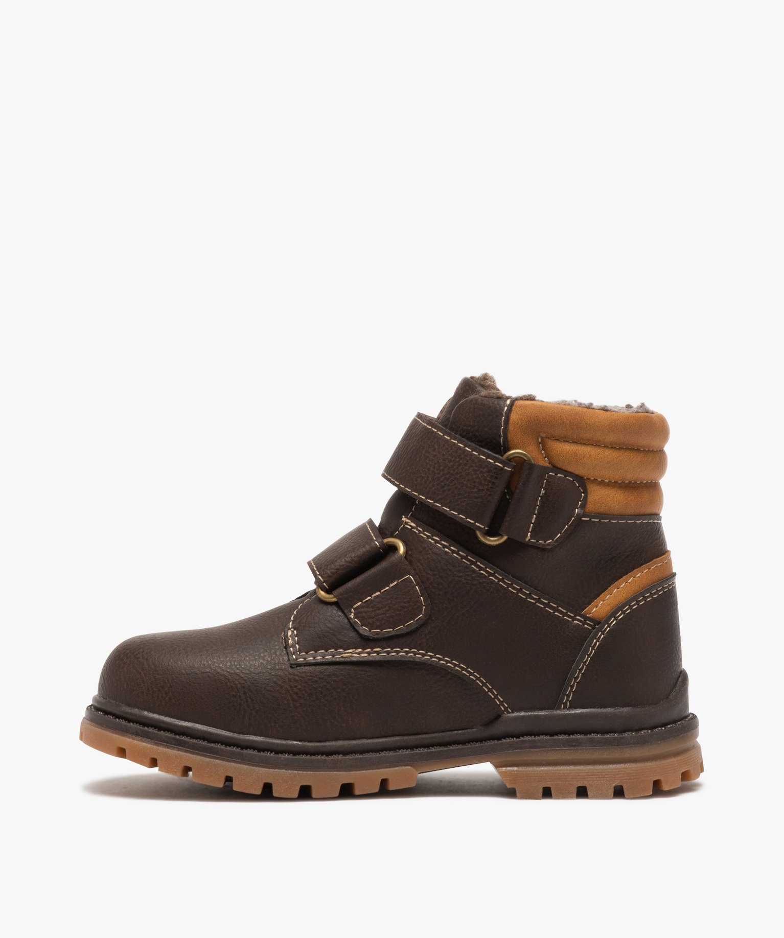 Boots Garçon unis à col rembourré et fermeture scratch | GEMO