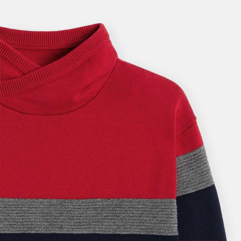 Pull d'hiver col snood bleu garçon