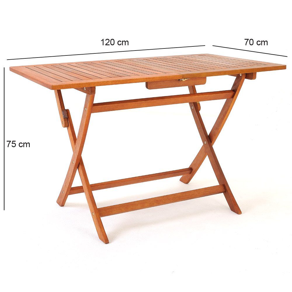 Casaria Essgruppe Sydney Komfort, 4+1 Klappbar Wetterfest Akazien Holz FSC®-zertifiziert 120x70x75cm