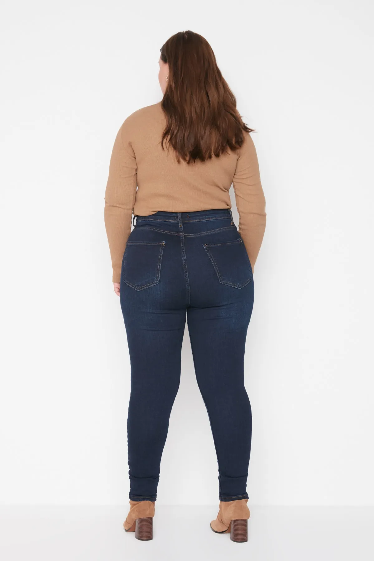 Trendyol Curve  Dunkelblaue Skinny Jeans mit hoher Taille TBBAW23JE00000