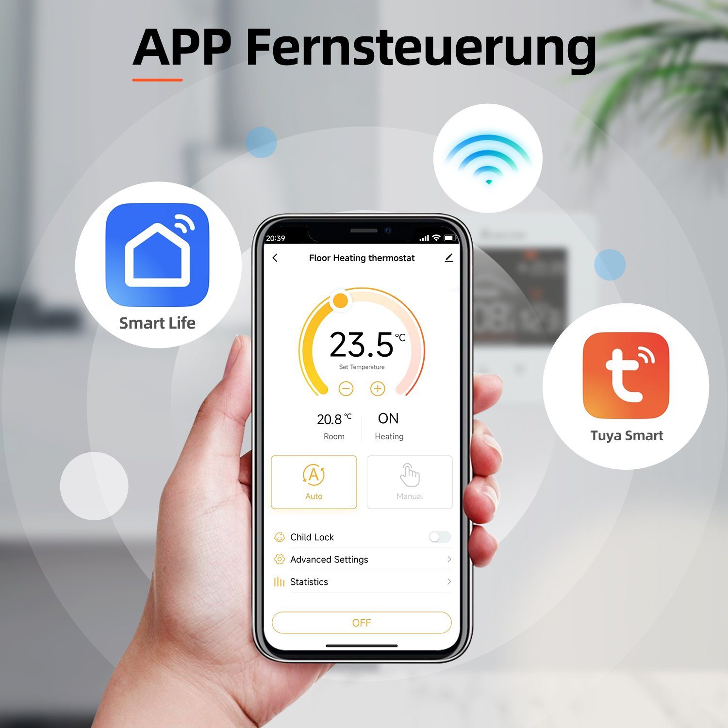 Salcar Heizkörperthermostat Thermostat Heizung LCD Touchscreen für Elektrische Raumthermostat, Digital Tuya Programmierbare Thermostate