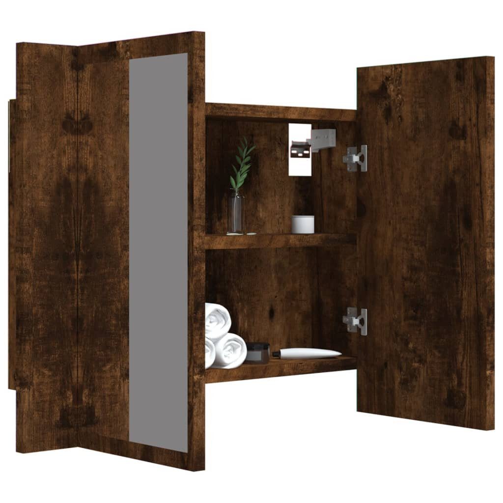 vidaXL Badezimmerspiegelschrank LED-Spiegelschrank Räuchereiche 60x12x45 cm Holzwerkstoff (1-St)