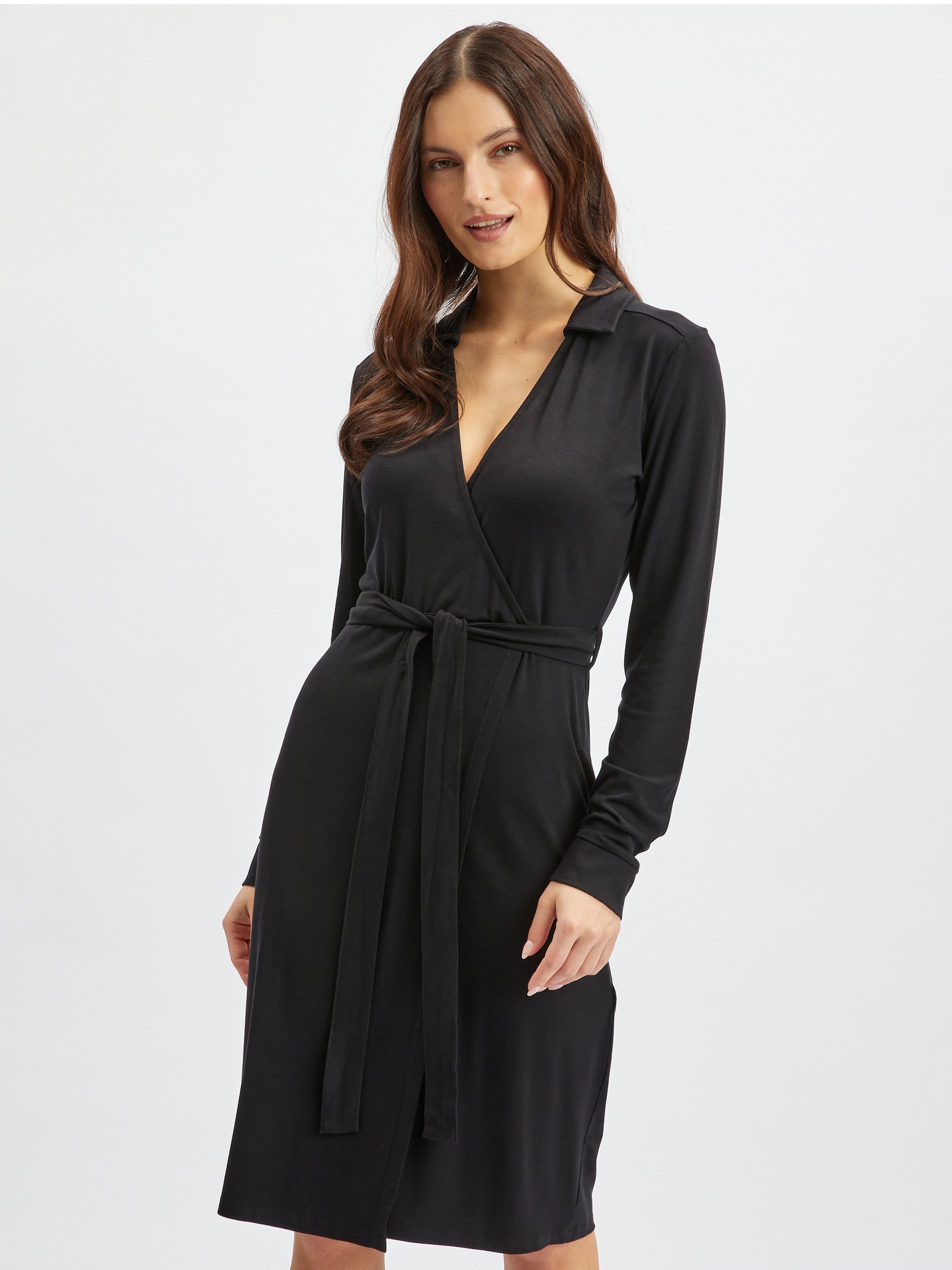 Schwarzes Damen-Wickelkleid ORSAY