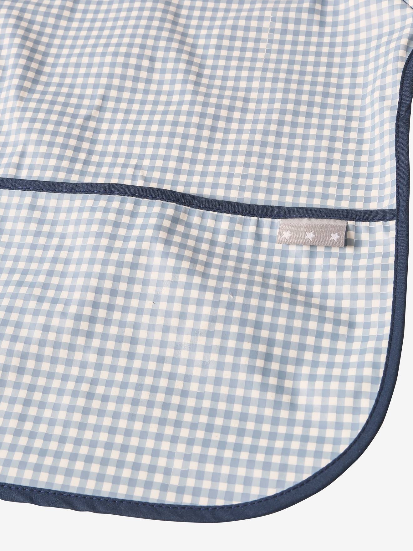 Bavoir tablier manches longues vichy bleu