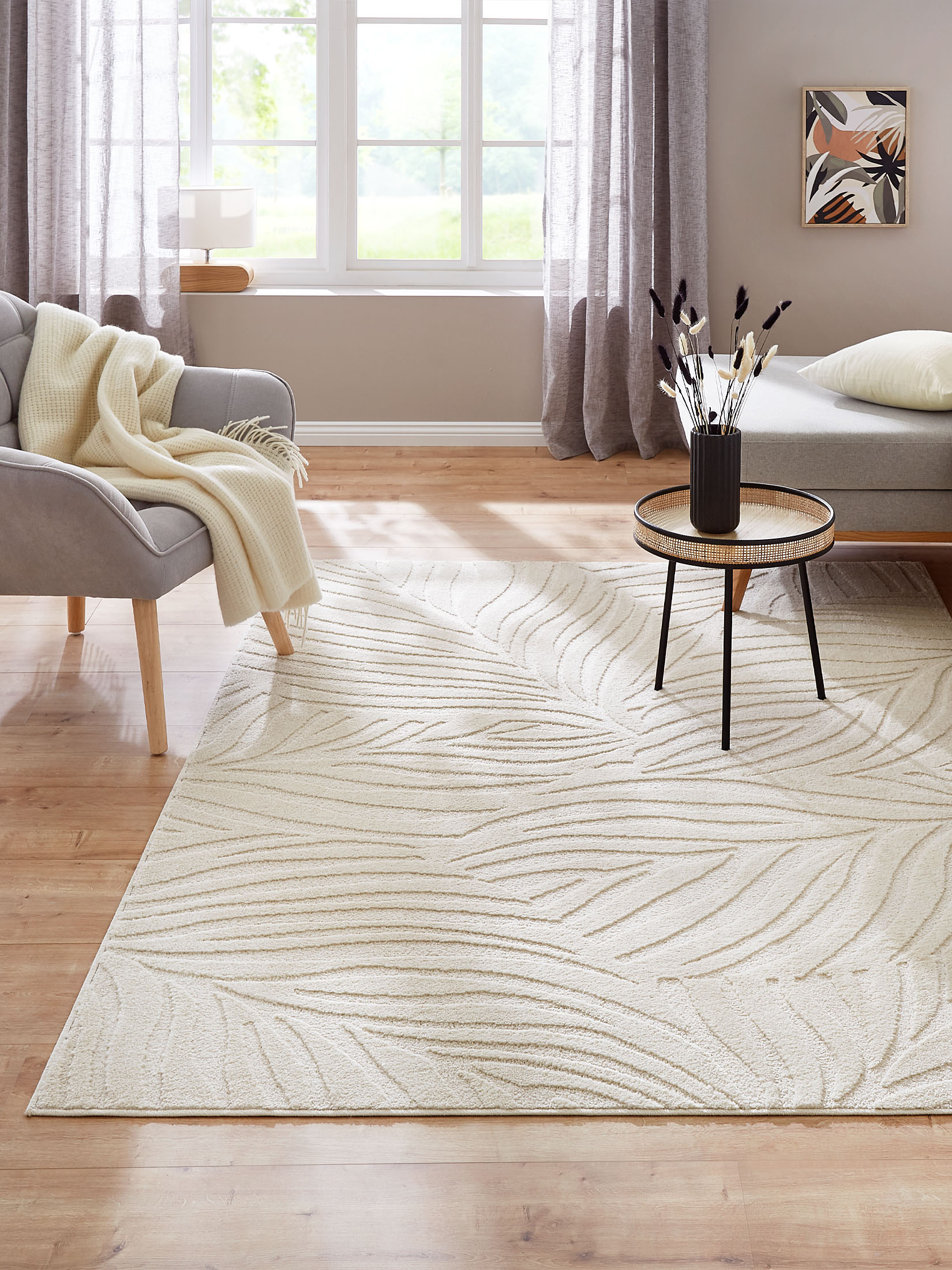 Pianta Moderner Teppich, Ivory