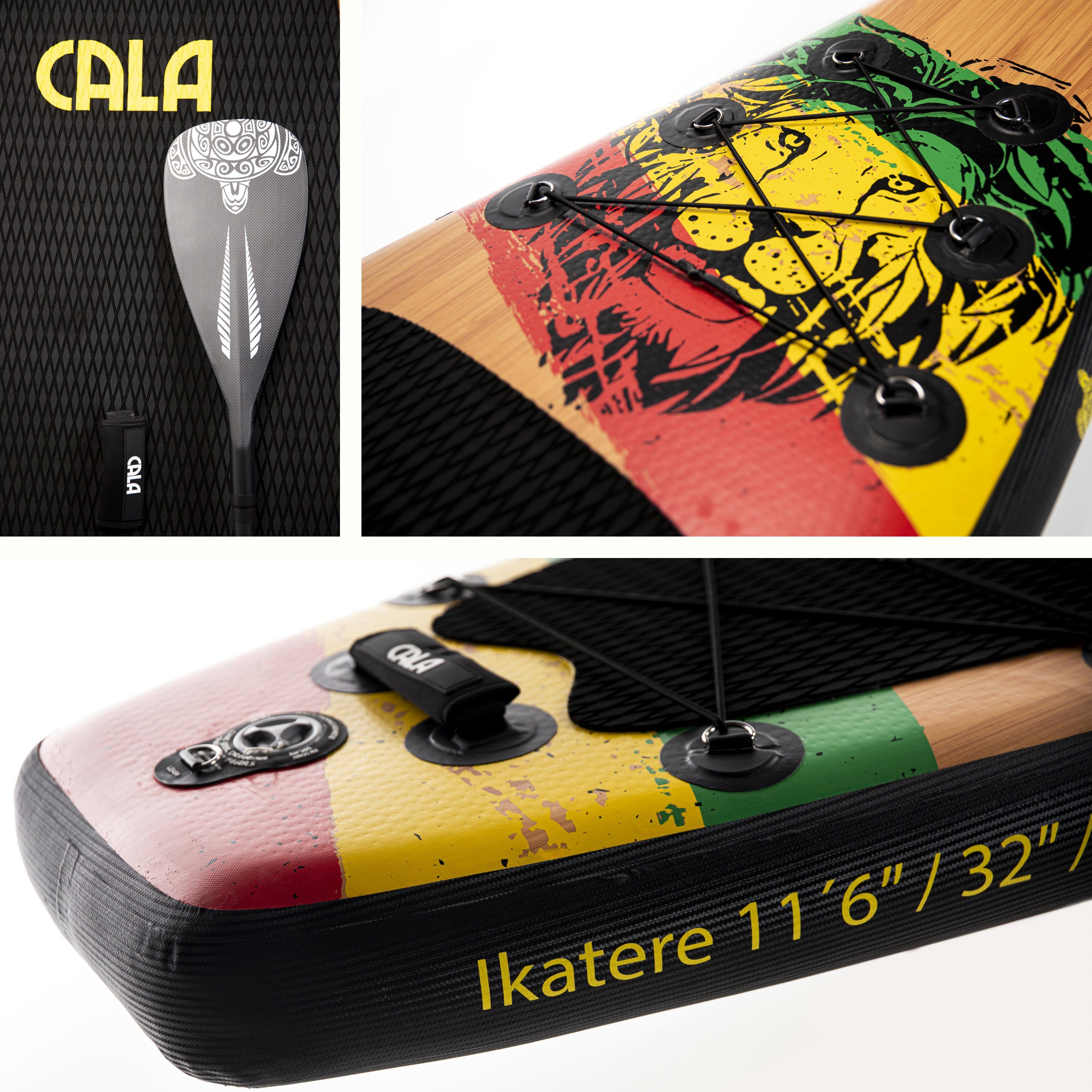 CALA SUP-Board IKATERE, robustes SUP- Board aufblasbar, (Komplett-Set, SUP BOARD inkl. Board Bag, Pumpe, Vollcarbon-Paddel, Reparatur Kit), Speziell für: Ausdauertraining und die offene See