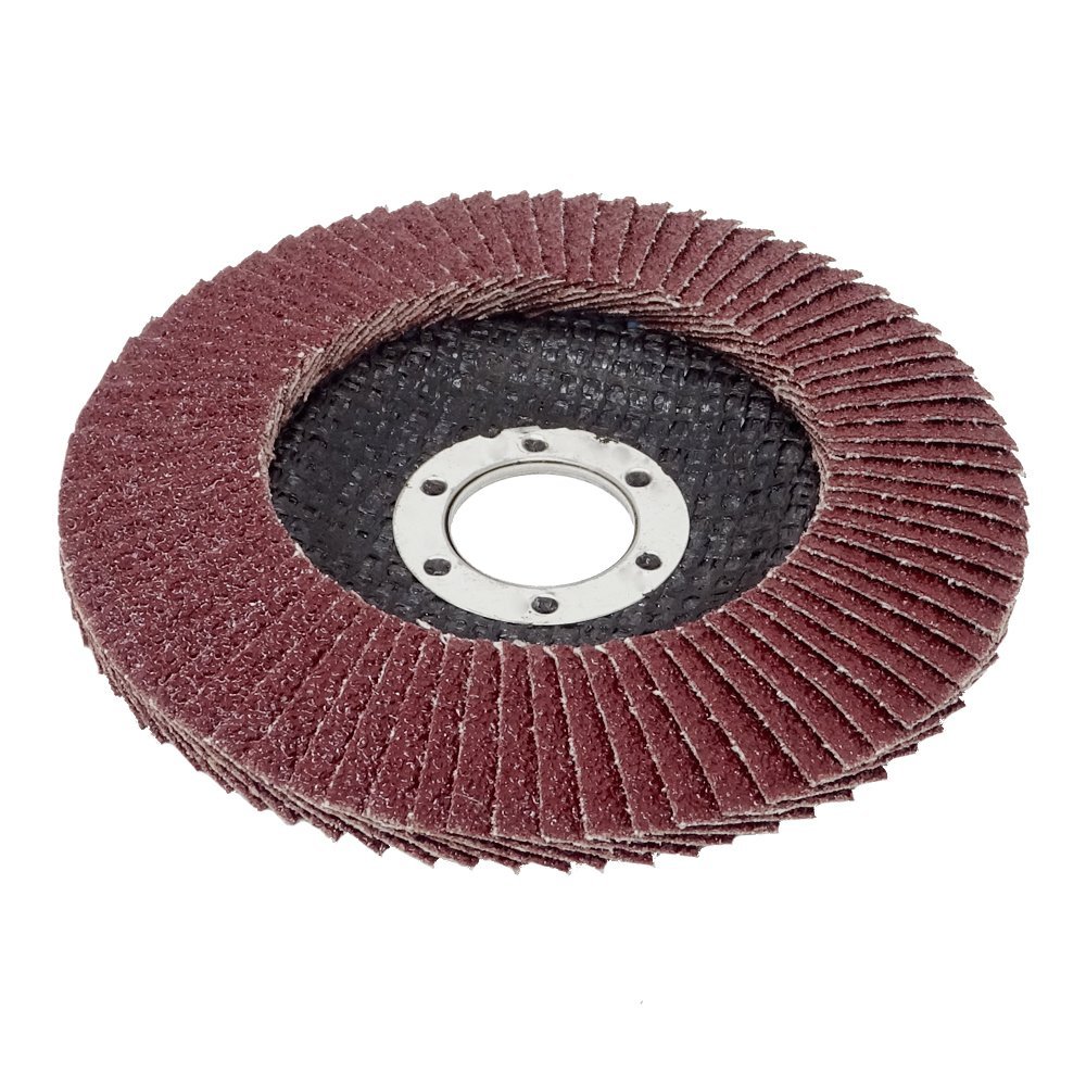 Vago-Tools 10x Fächerschleifscheiben115mm flach Körnung 100 Braun Lamellenscheibe