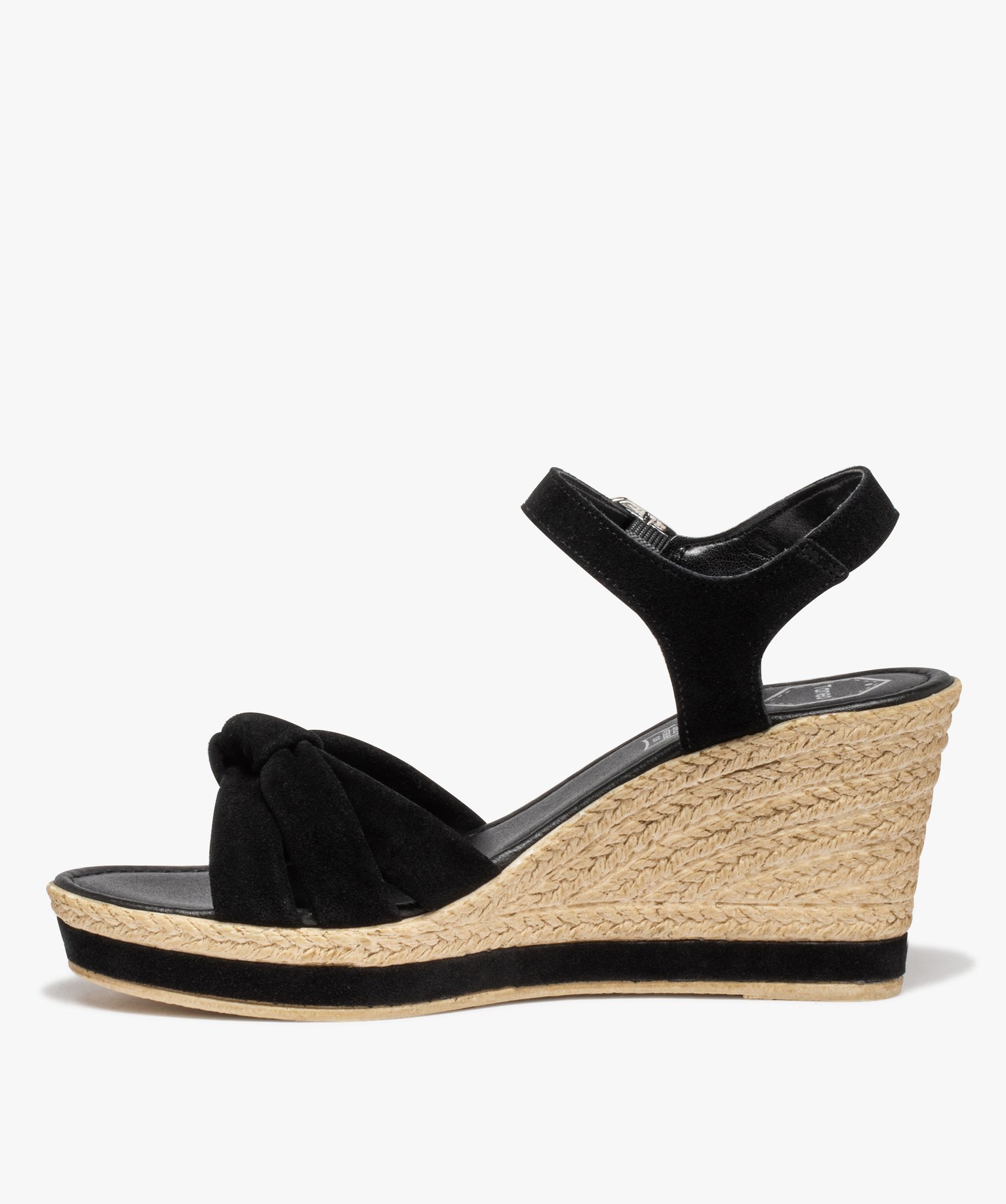 Sandales femme compensées dessus cuir suédé - Tanéo noir | GEMO