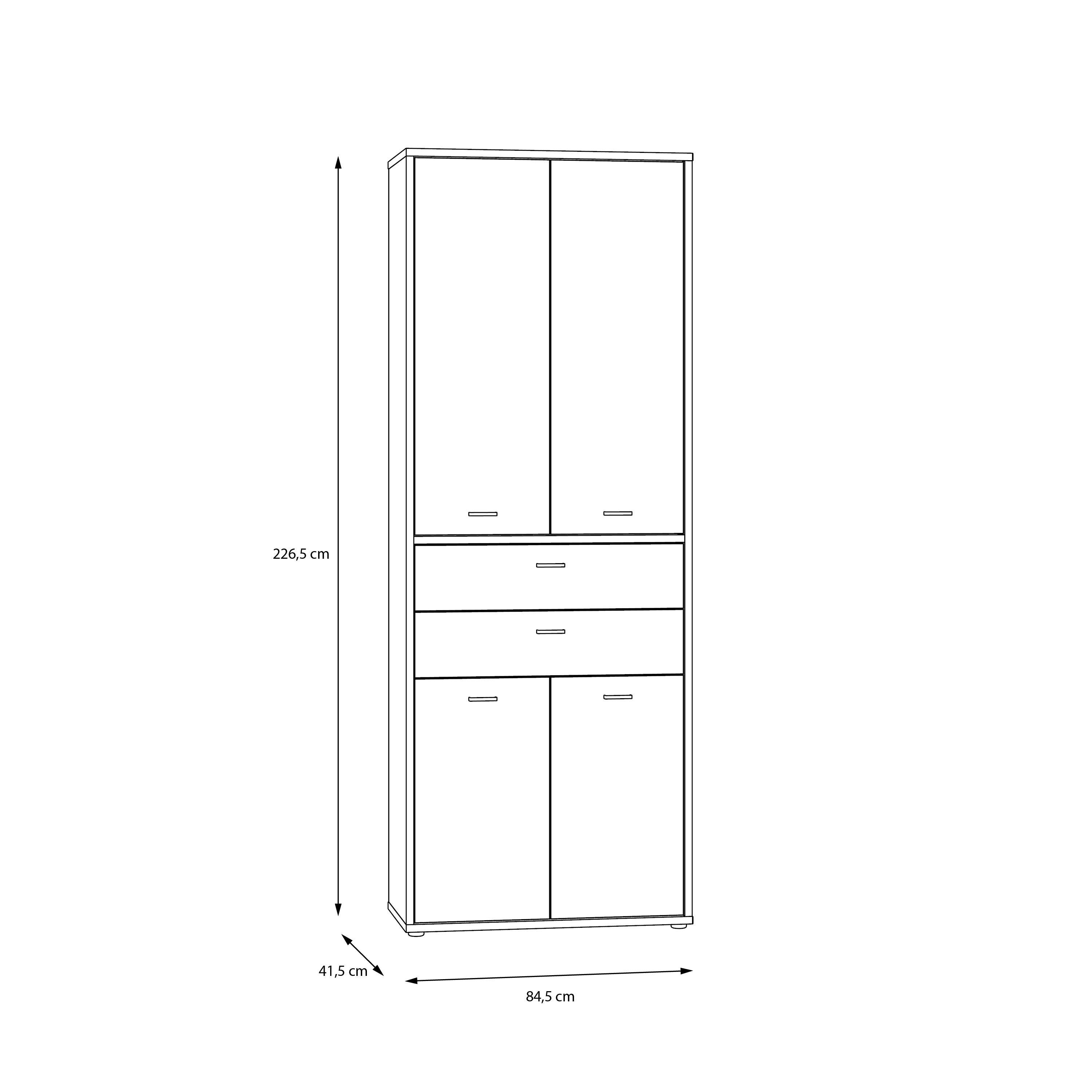 FORTE Mehrzweckschrank Ice Valley Moderner Aktenschrank für das Home Office, Breite 84,5 cm