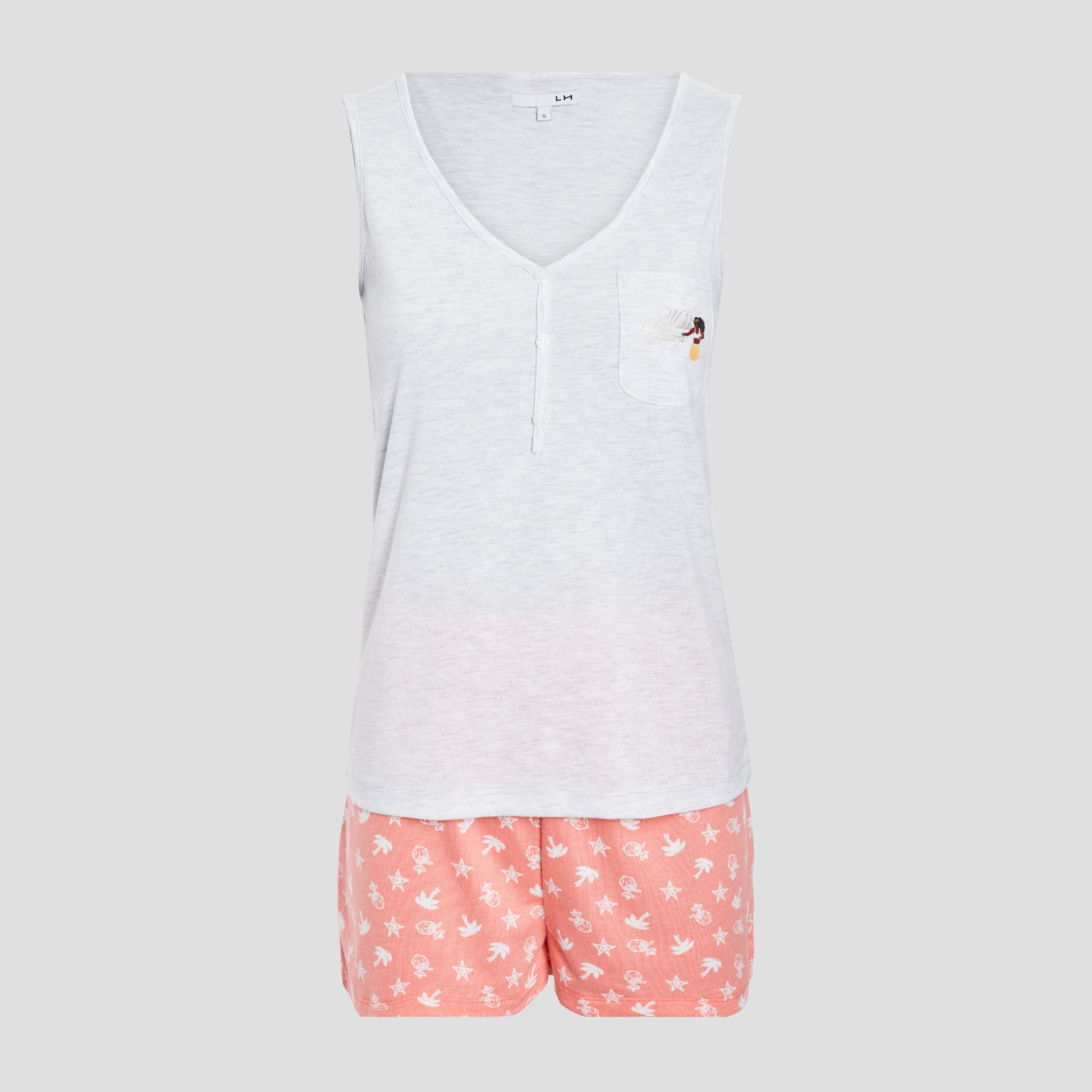 Ensemble pyjama 2 pièces gris clair femme | La Halle