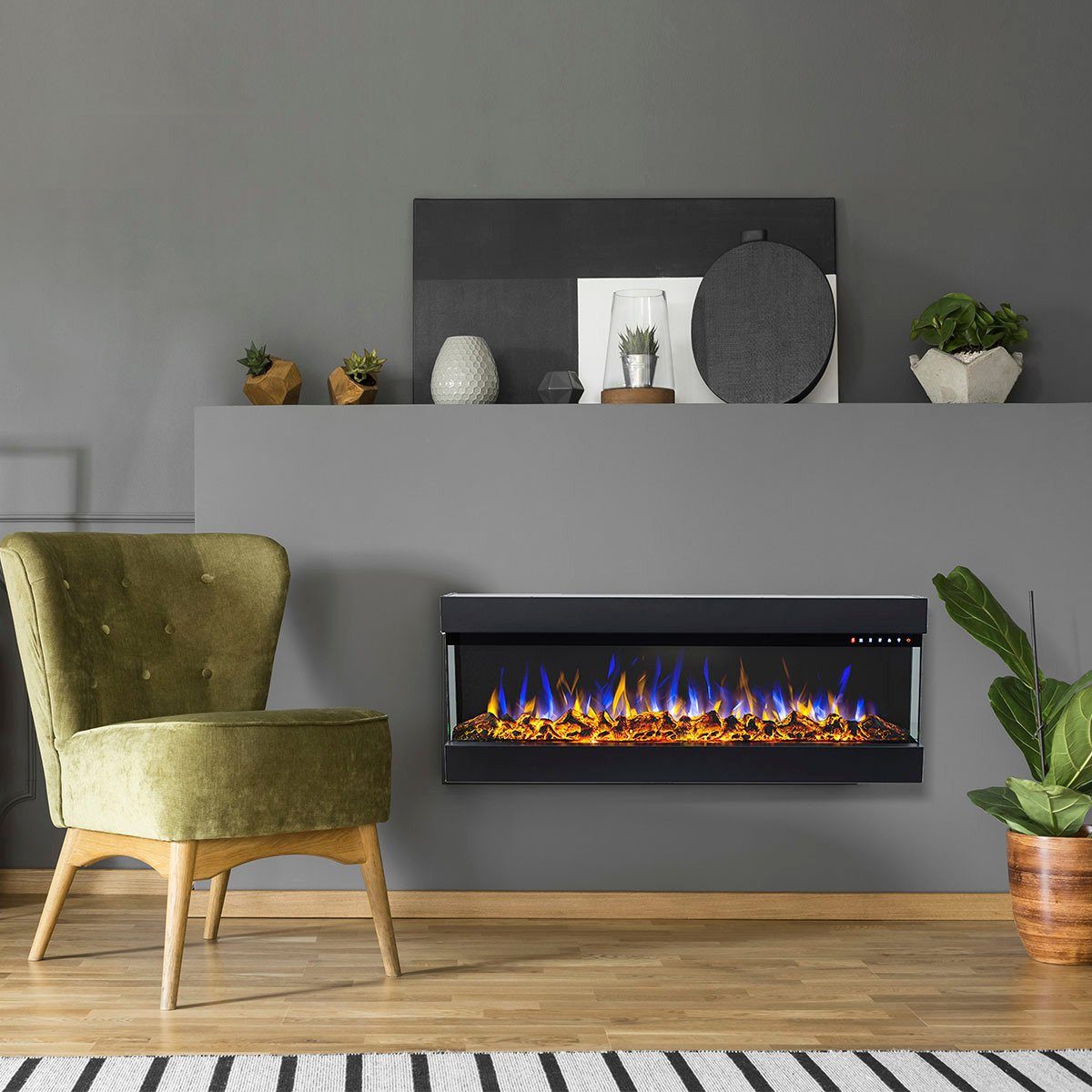 GLOW FIRE Elektrokamin Insert 72, täuschend echte Flamme - Multicolor LED-Technik, Heizfunktion 1600W