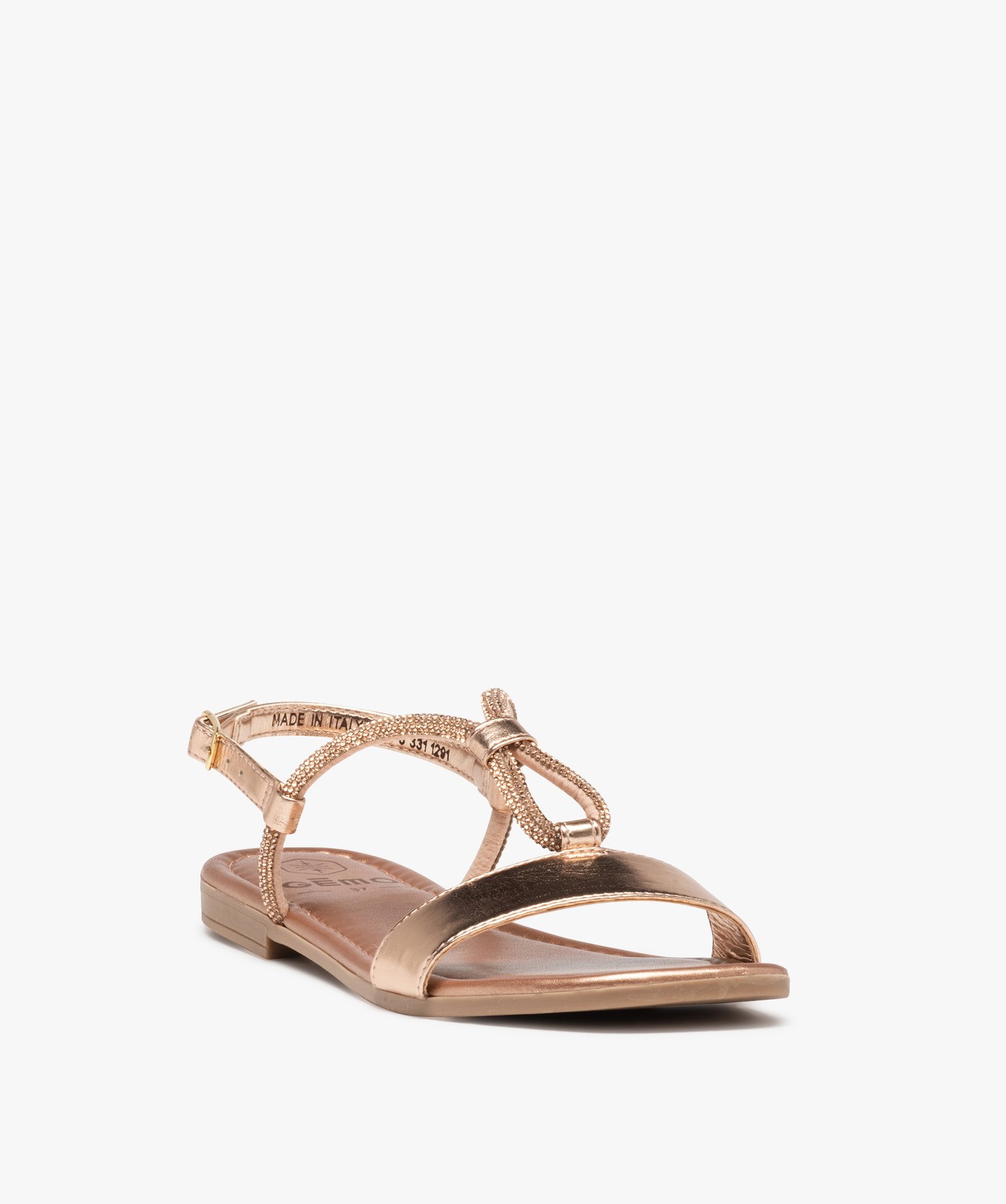Sandales femme scintillantes avec bride à strass rose | GEMO