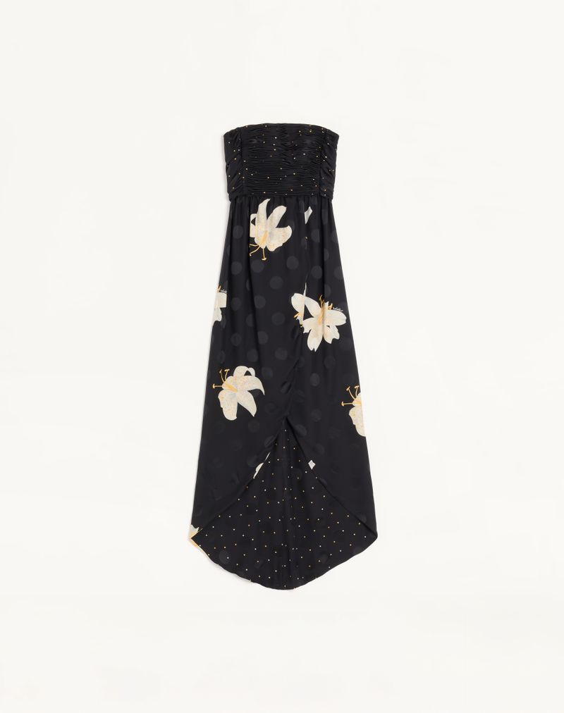 Robe Longue En Crêpe De Chine Jacquard Après L'Hiver Lilium