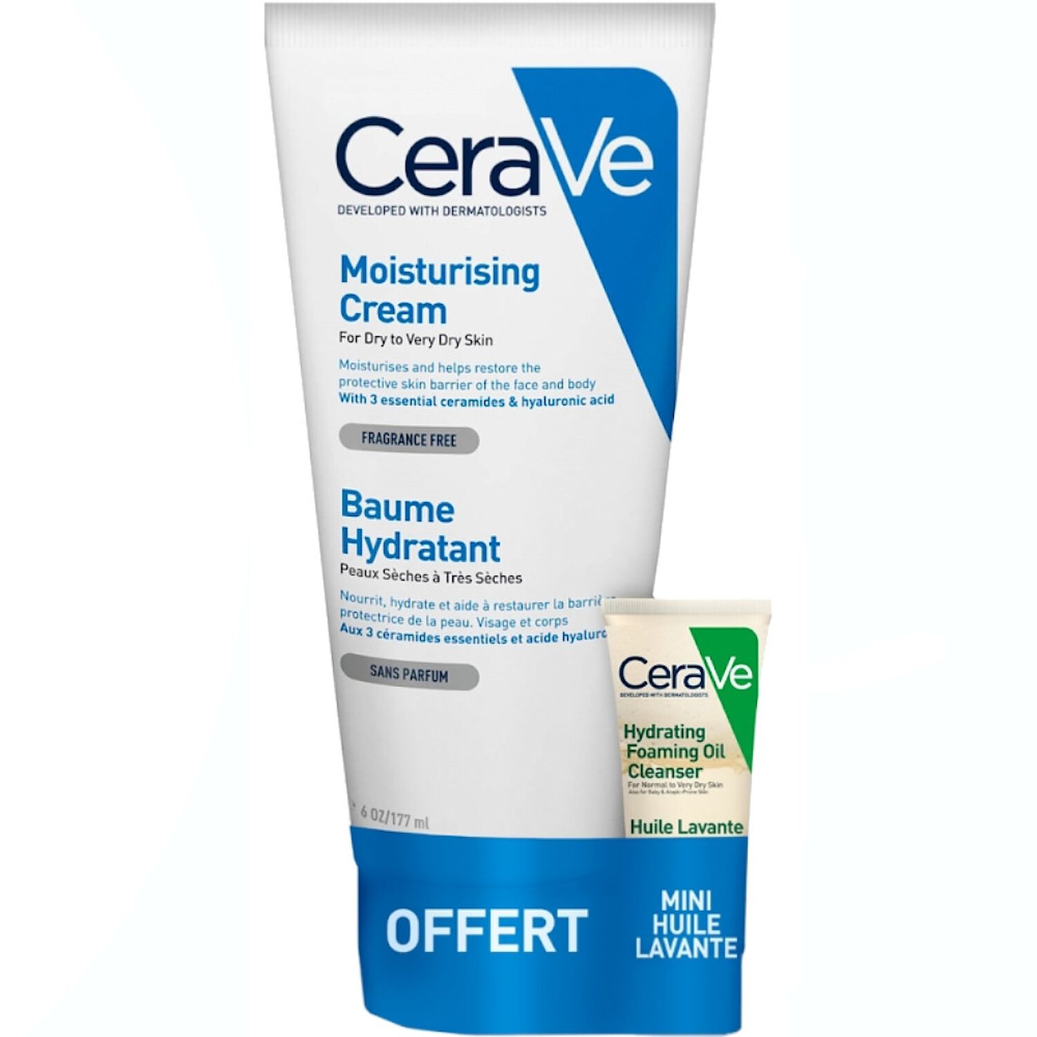 Cerave Baume Hydratant Visage et Corps 177 ml + Huile Lavante 15 ml