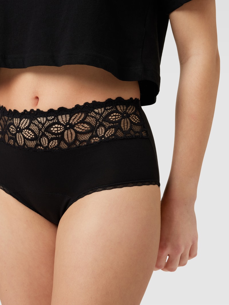 Slip mit Spitzenbesatz Modell 'Deluxe' in schwarz