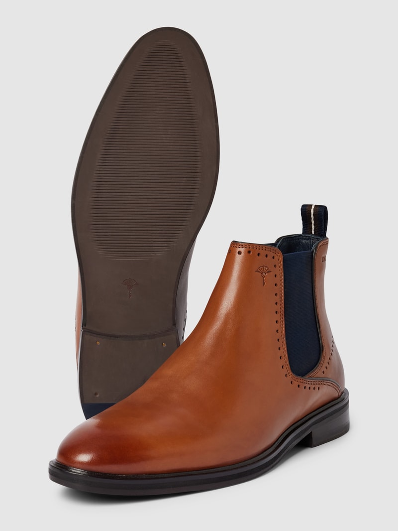 Chelsea Boots mit Perforierungen Modell 'pero' in cognac