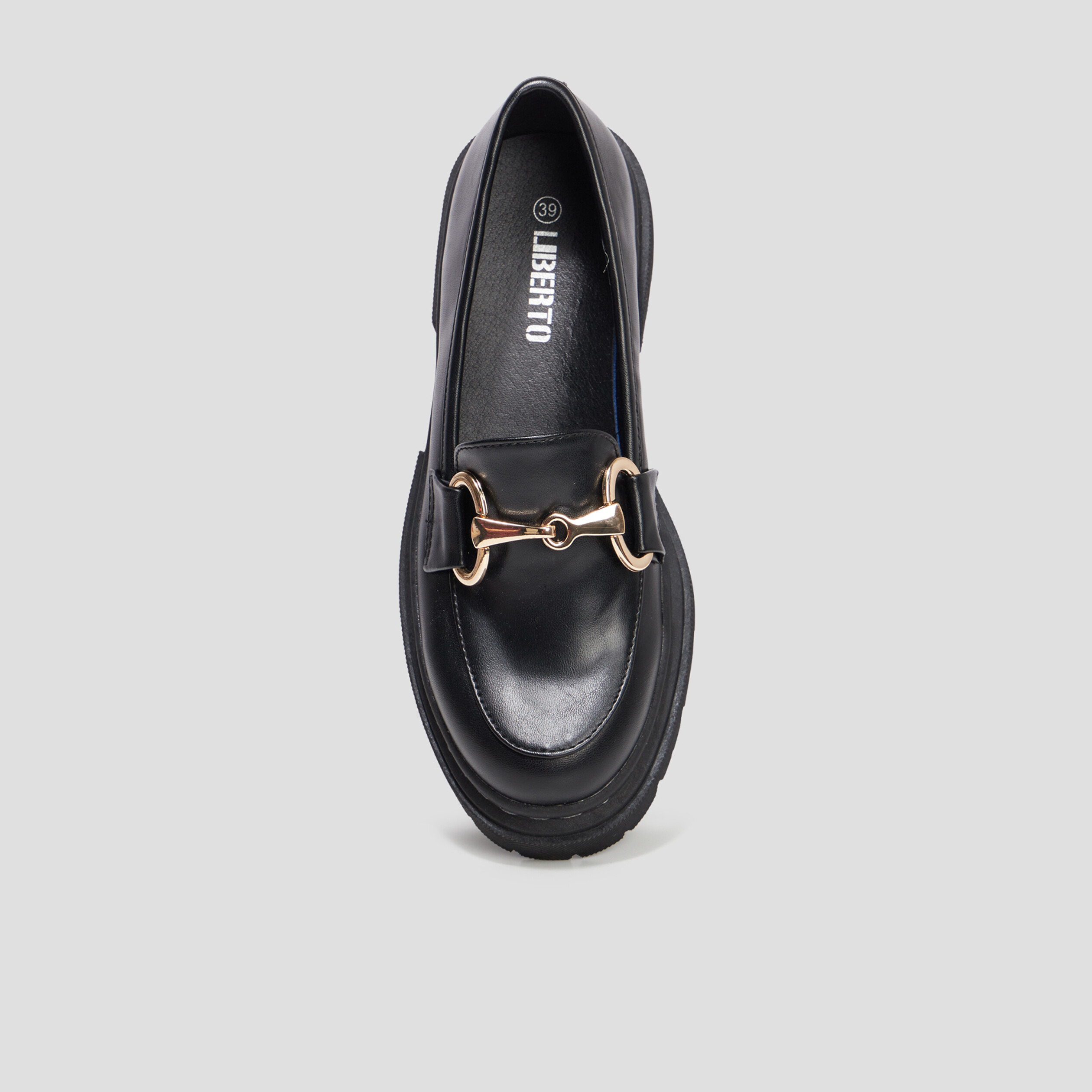 Mocassins crantés détail chaîne Liberto noir femme | La Halle