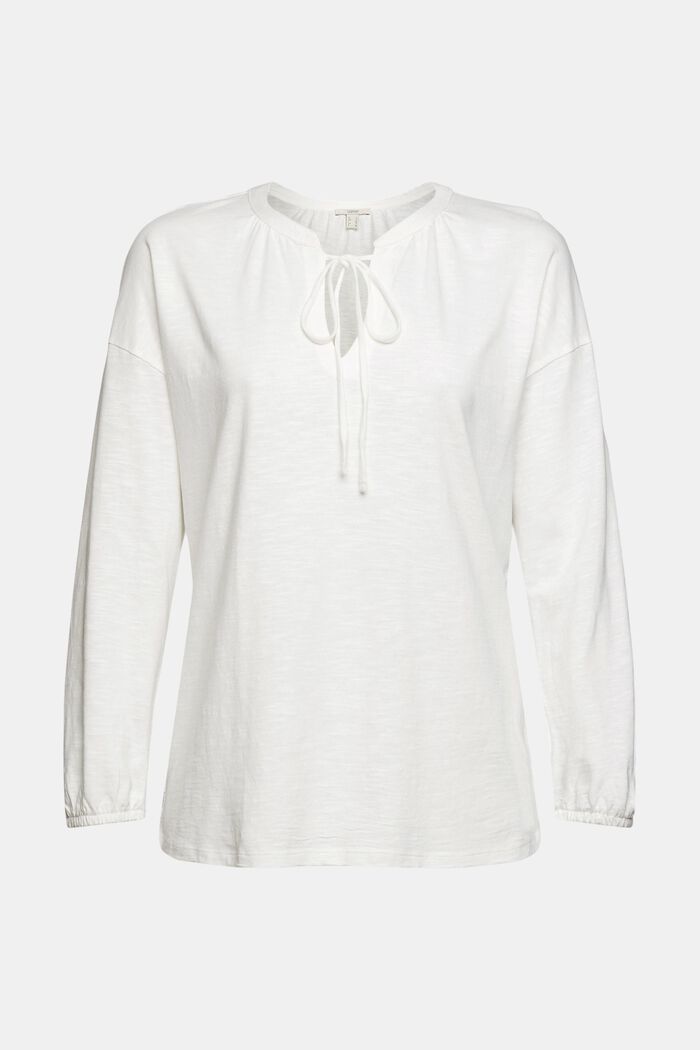 Longsleeve in Blusenoptik, Bio-Baumwoll-Mix