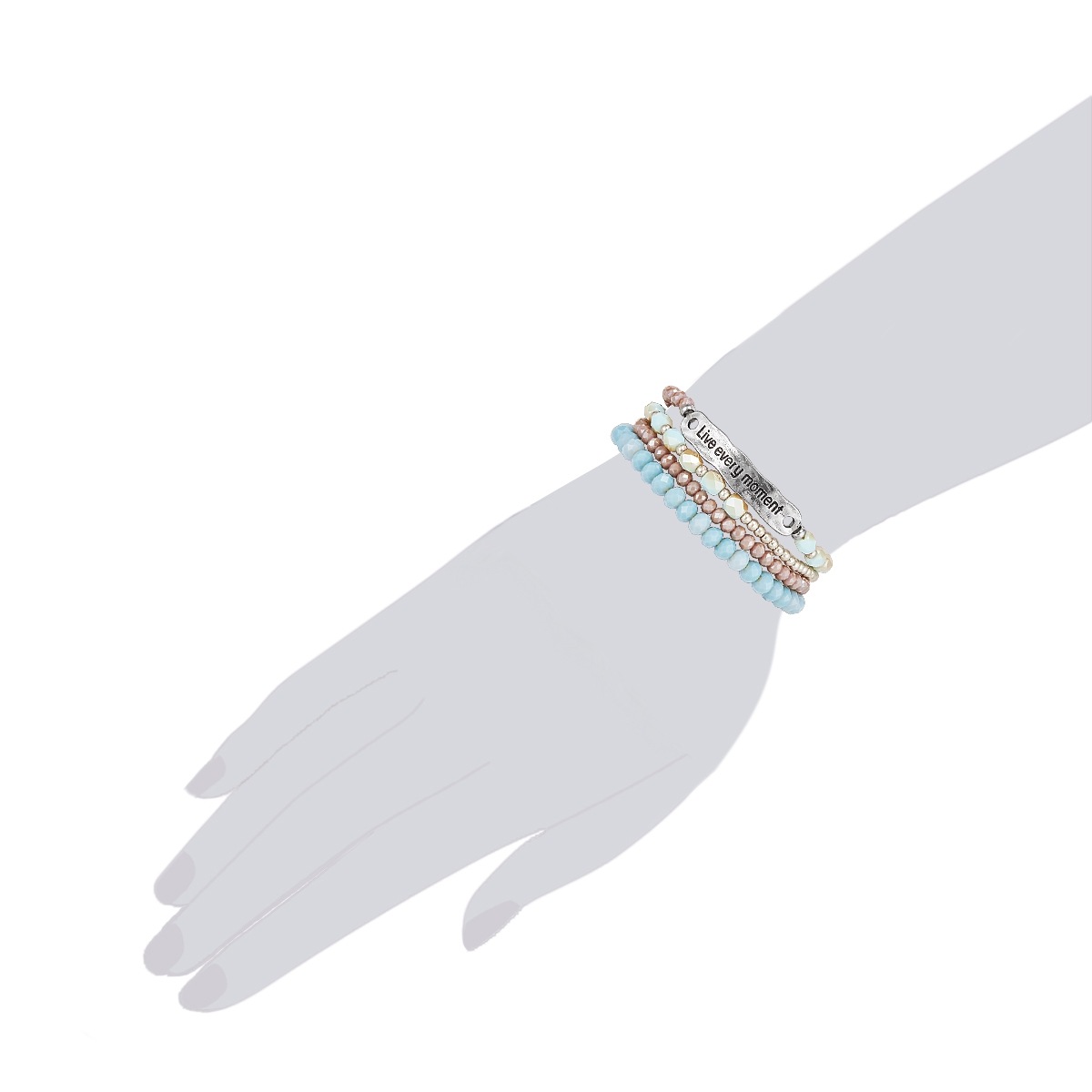 Armband Live every moment Messing Crystal in Silber