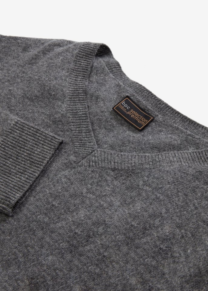 Premium Woll-Pullover mit Good Cashmere Standard®-Anteil, V-Ausschnitt