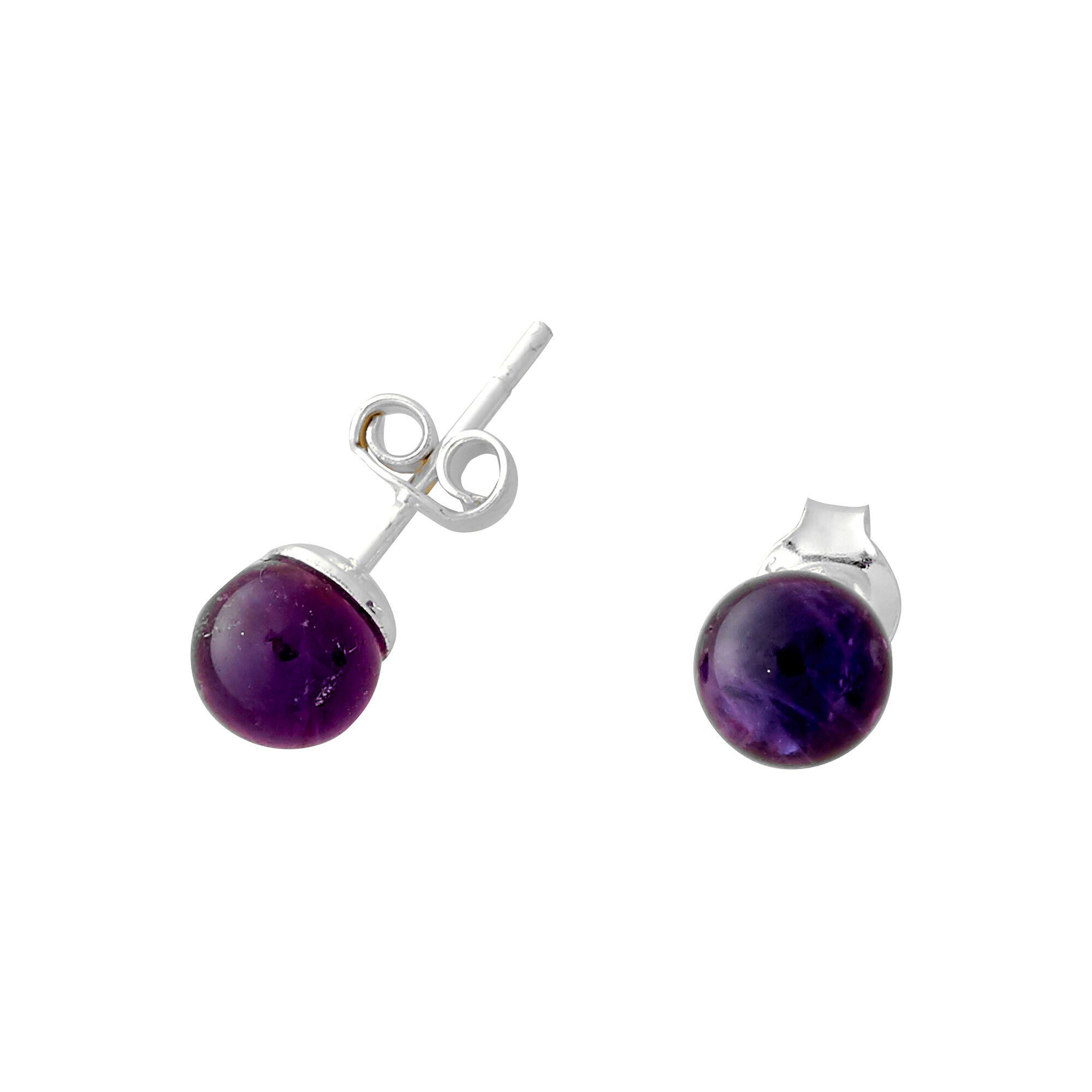 Boucles d'oreilles boule argent améthyste