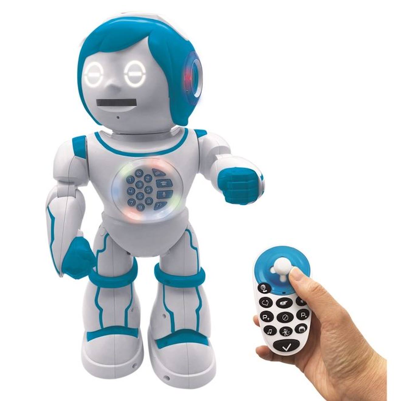 POWERMAN® KID Mon Robot Ludo-Educatif Bilingue Programmable avec Télécommande et fabrique à histoires (Français/Anglais) blanc