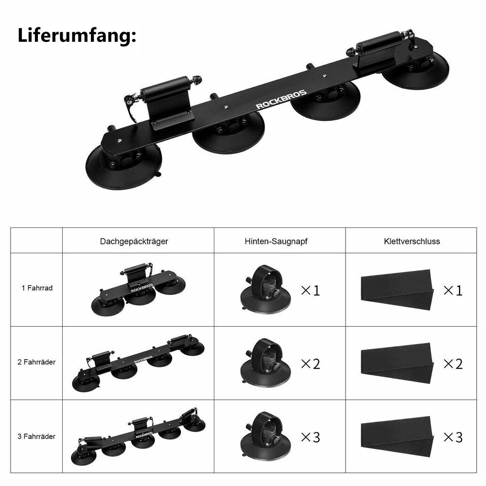 ROCKBROS Dachfahrradträger, für max. 3 Räder, (Fahrradträger, Dachgepäckträger), Max 20kg Leistung