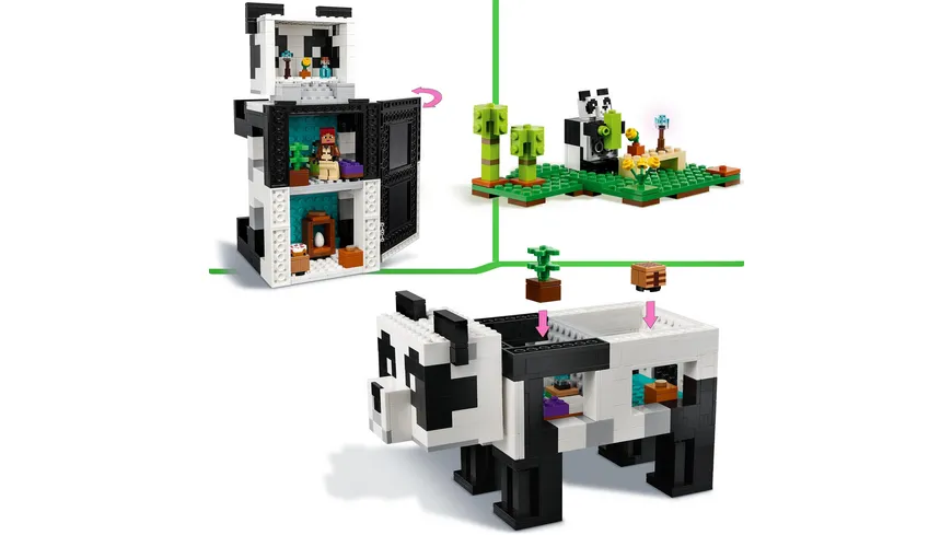 LEGO Minecraft 21245 Das Pandahaus Set, Spielzeug-Haus mit Skelett