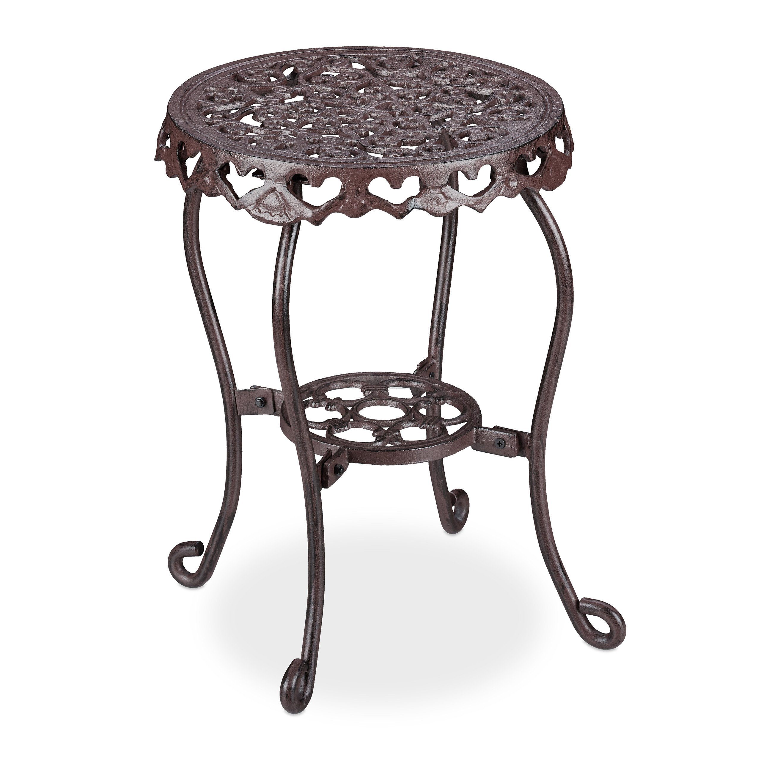 relaxdays Blumenhocker Blumenhocker Gusseisen rund, Braun
