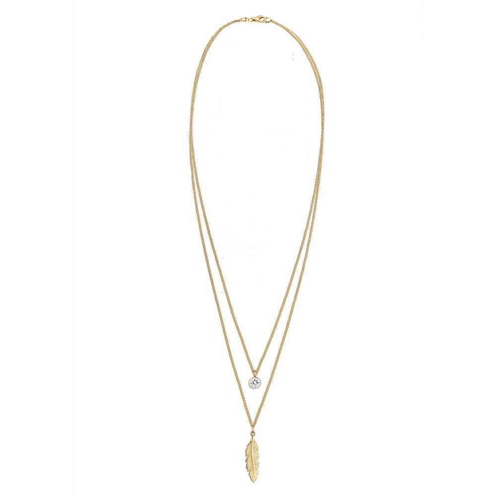 Elli Elli by Julie & Grace Collier Femme Plume Boho Festival avec Cristal en Argent St collier