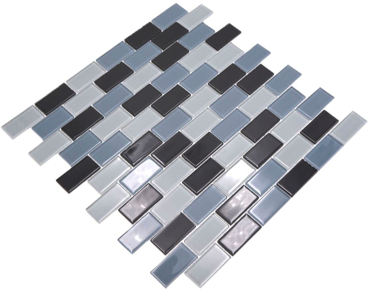Mosani Mosaikfliesen Verbund Mosaikfliesen grau anthrazit schwarz Brick
