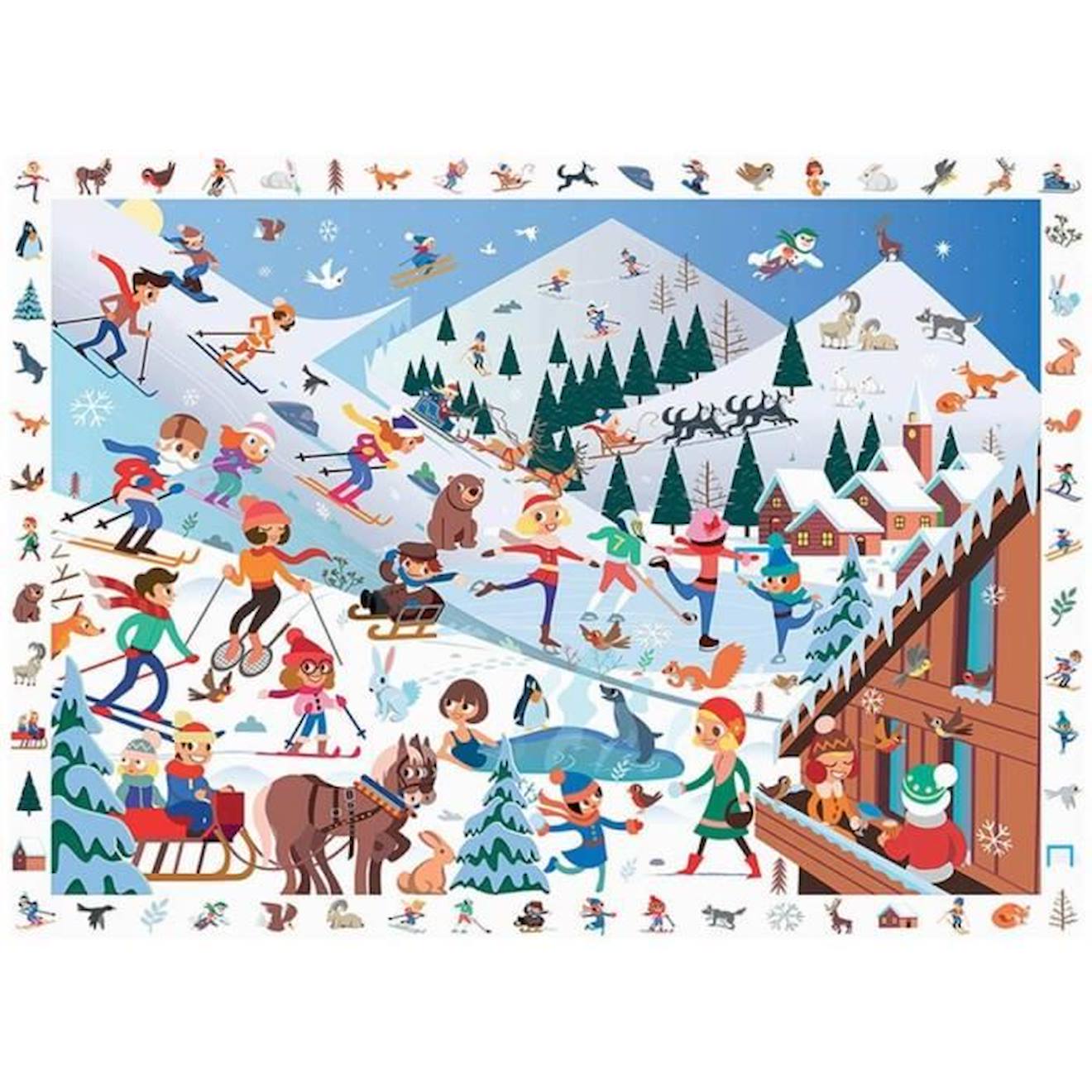 Puzzle 100 pièces : Cherche et Trouve : Sports d'Hiver blanc