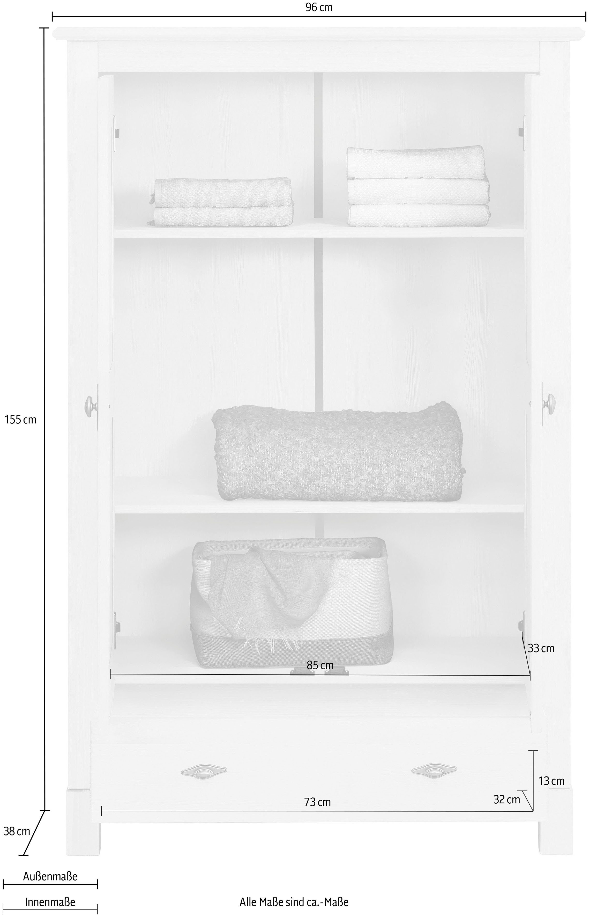 Home affaire Wäscheschrank Rauna aus massiver Kiefer