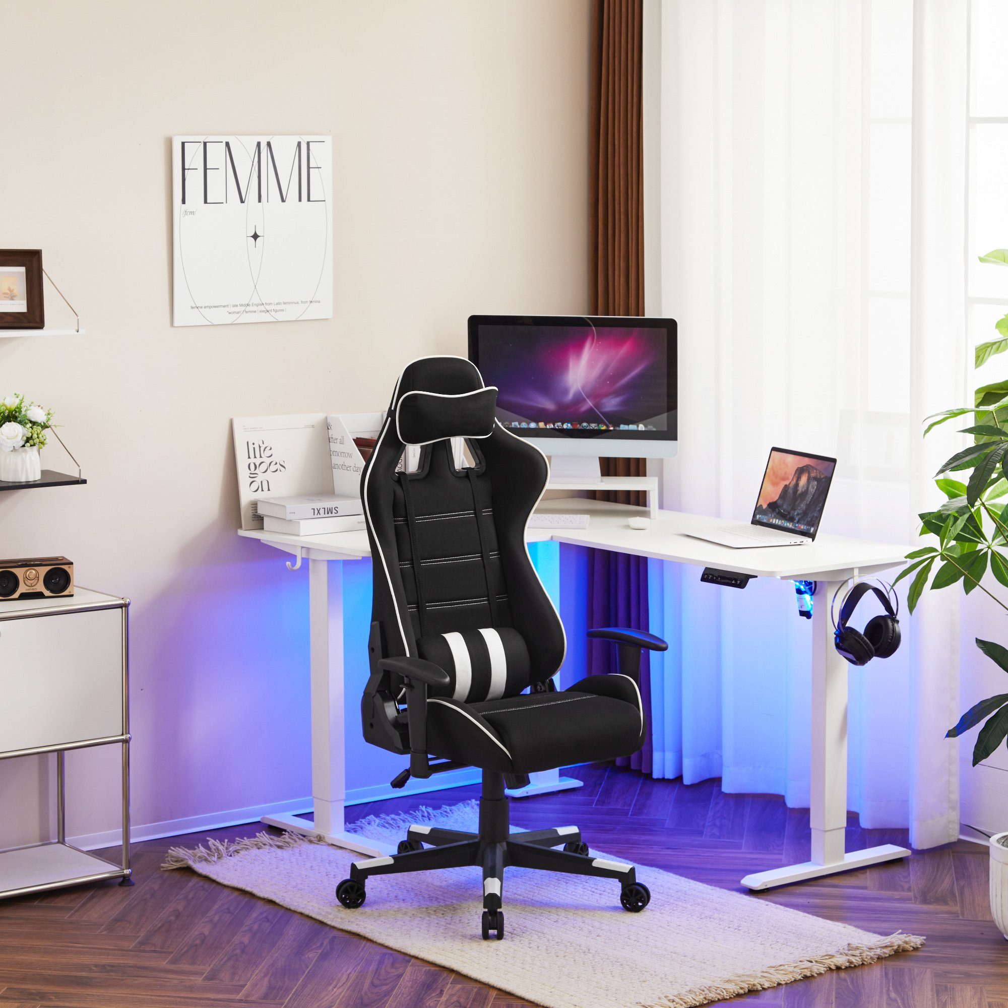 Woltu Gaming-Stuhl (1 St), Bürostuhl ergonomisch drehbar höhenverstellbar