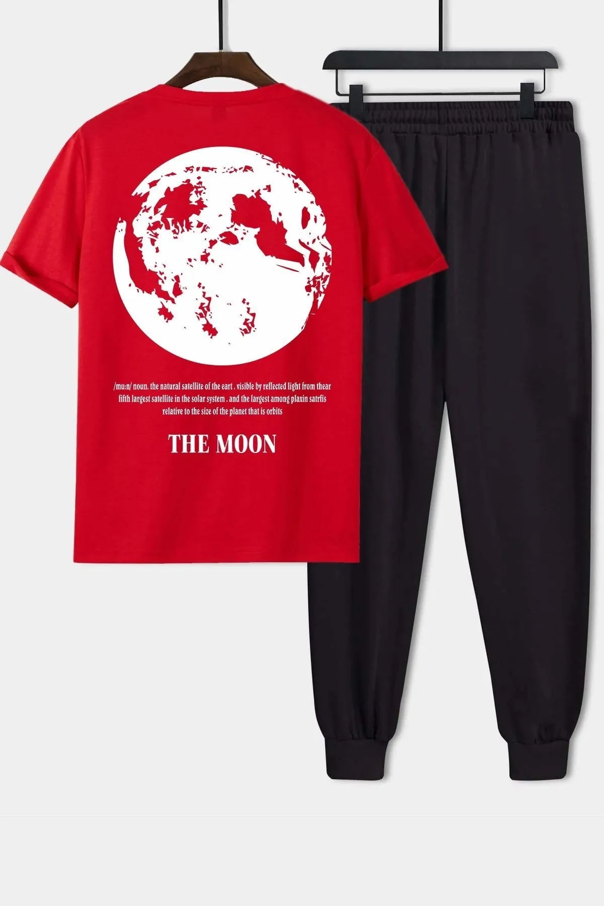 uyguntarz  Zweiteiliges Unisex-Trainingsanzug-Set mit „The Moon“-Aufdruck