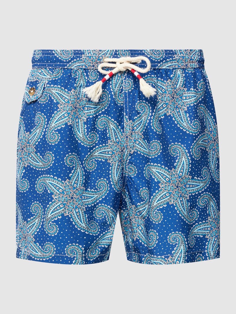 Badehose mit Allover-Muster Modell 'LIGHTING' in dunkelblau