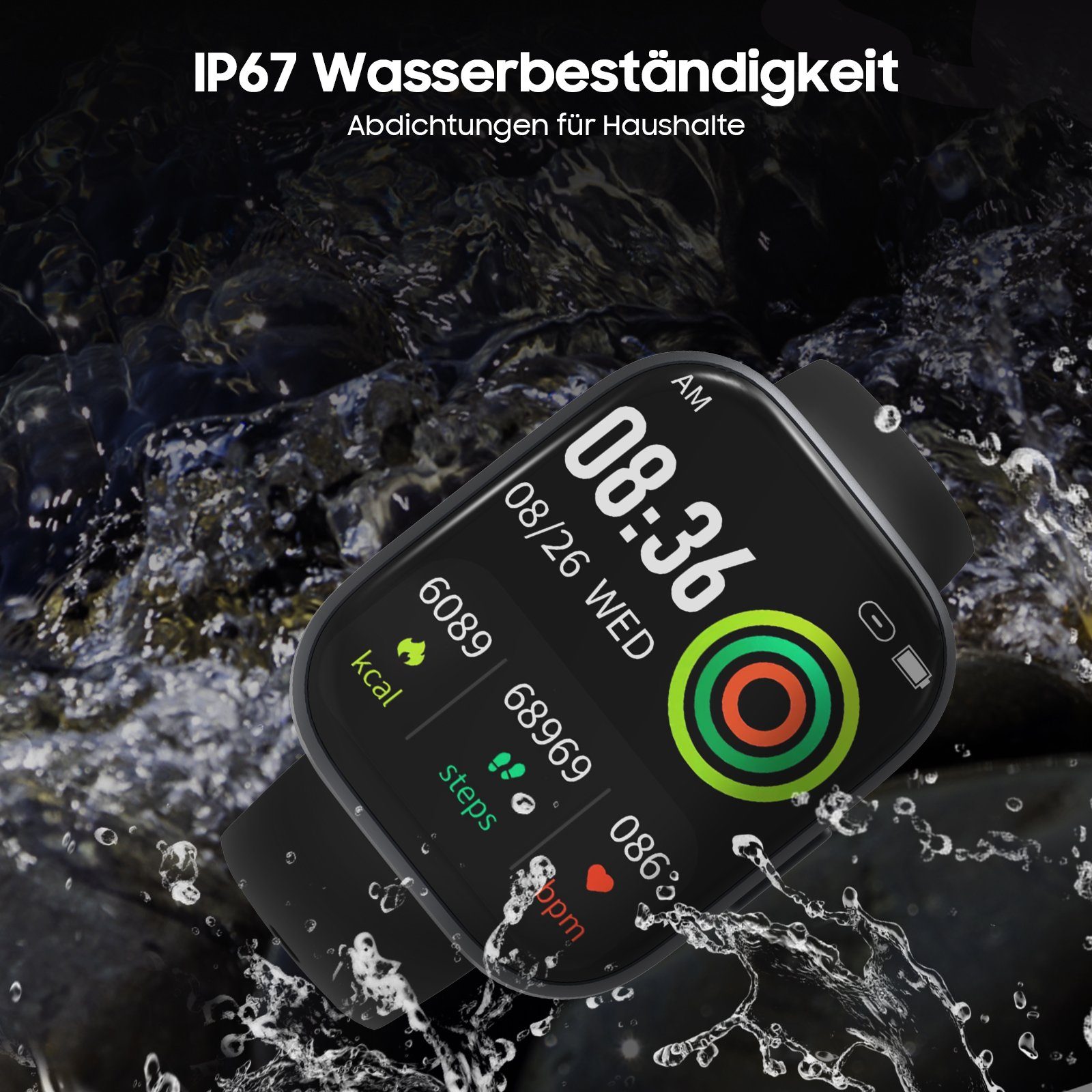 iceagle Smartwatch,Fitnessuhr Tracker mit Telefonfunktion 1.96