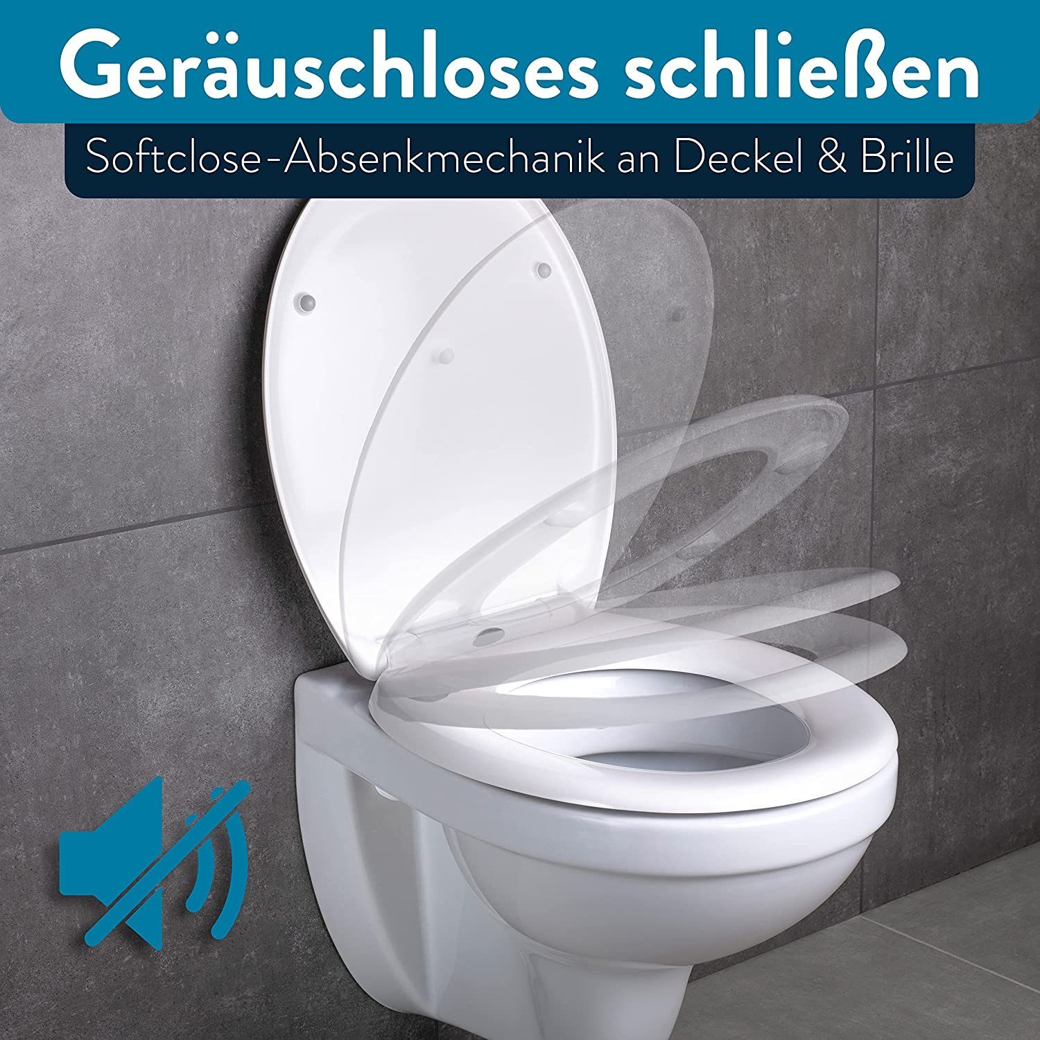 Benkstein WC-Sitz Premium Klodeckel antibakteriell- WC Deckel 2x Quick-Release, Toilettendeckel WC Sitz mit Quick-Release-Funktion und Soft close