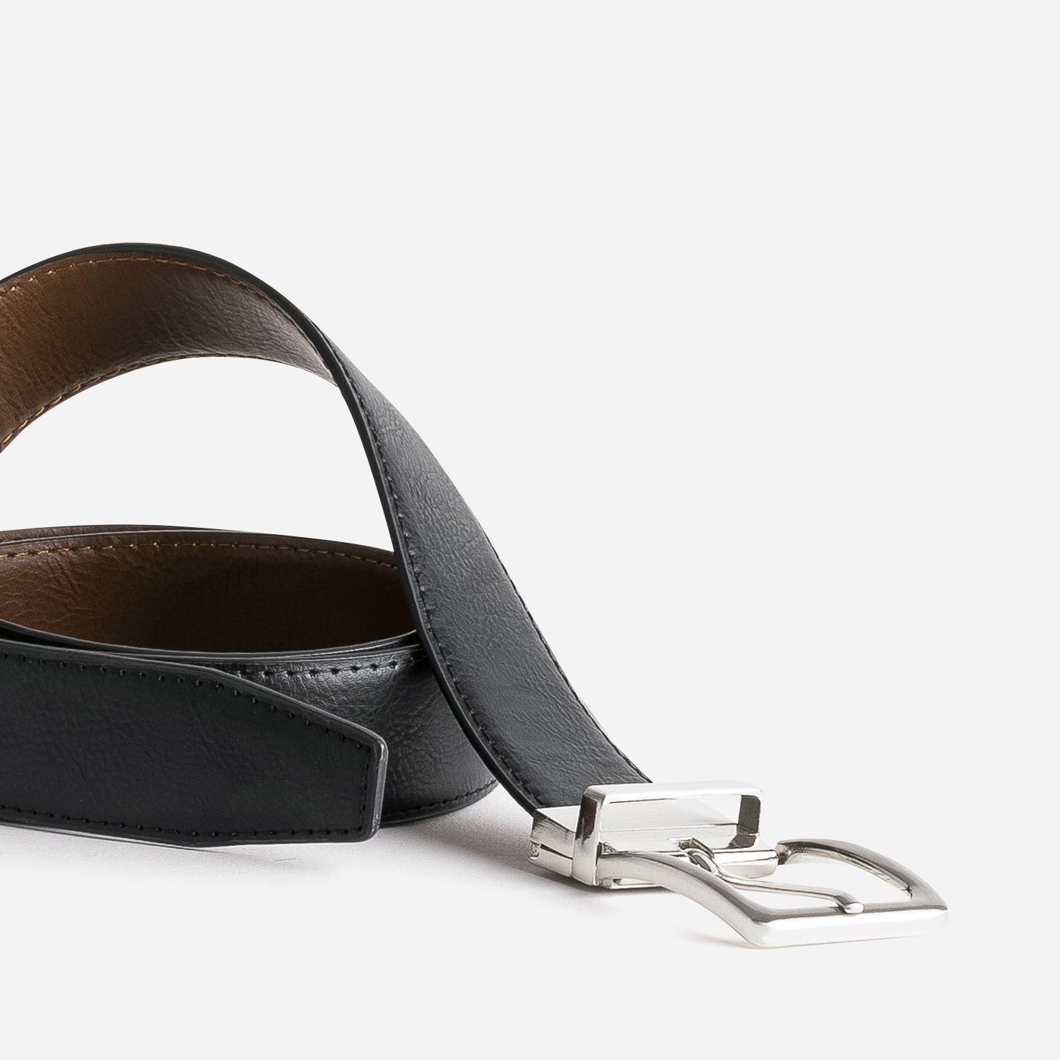 Ceinture réversible noire et cognac