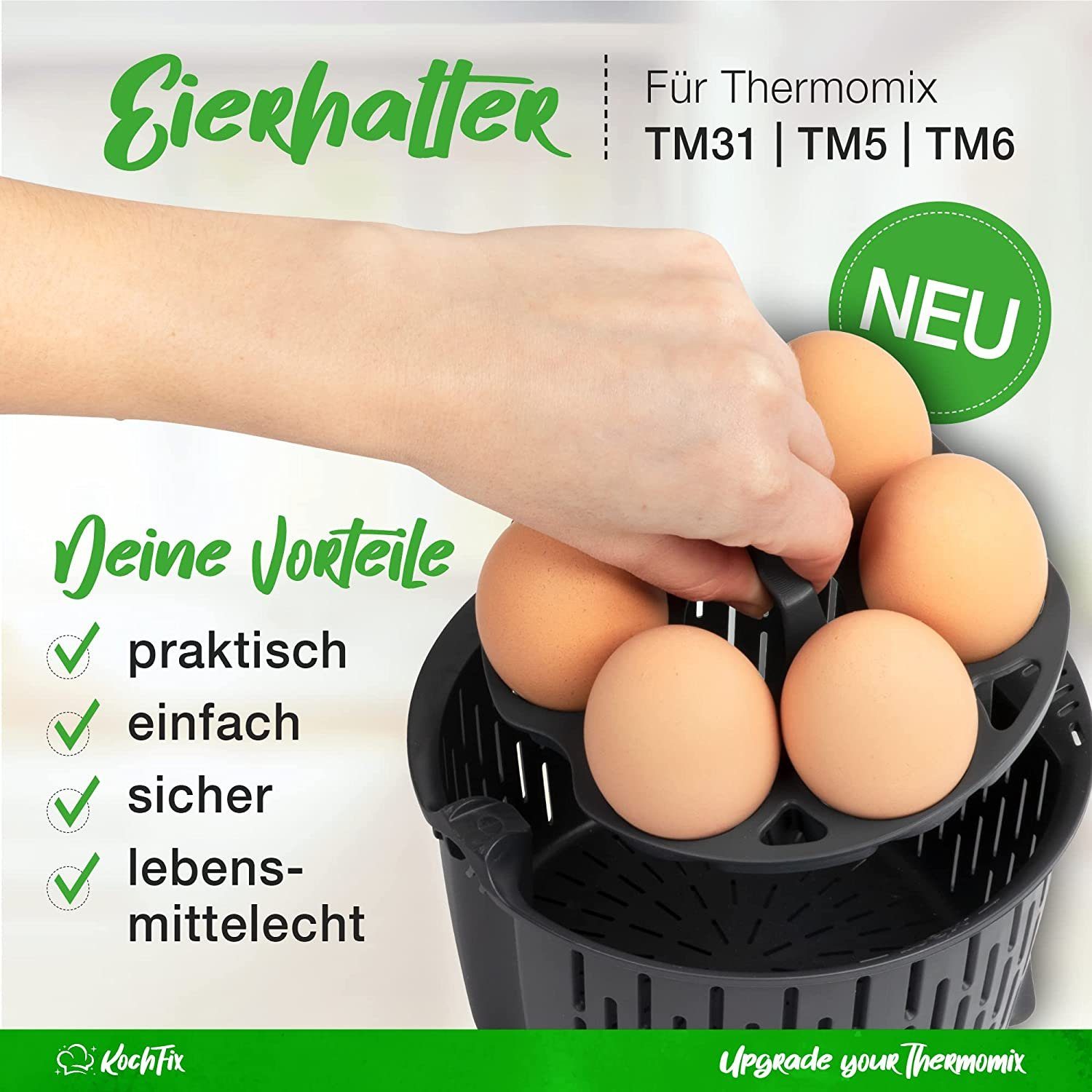 Mixcover Küchenmaschine mit Kochfunktion Eierhalter für Thermomix TM5 TM6