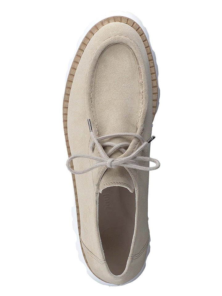 Paul Green Leder-Schnürschuhe in Beige/ Weiß günstig kaufen