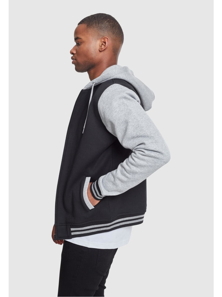 Urban Classics Urban Classics Zip-Kapuzenpullover in blk/gry günstig kaufen