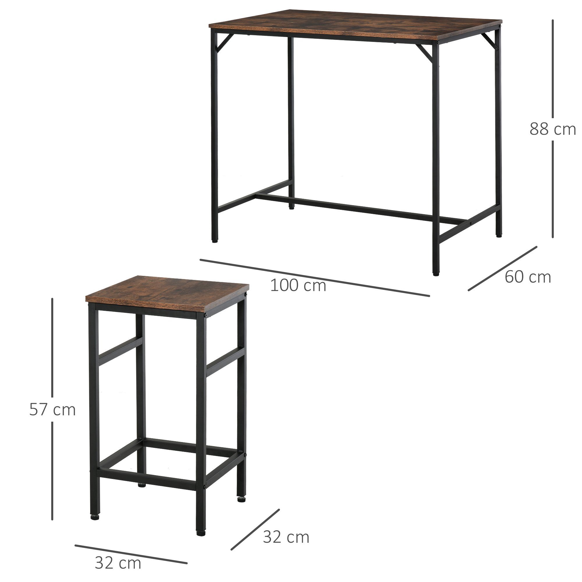 HOMCOM Bargruppe Bartisch-Set mit 4 Barhockern
