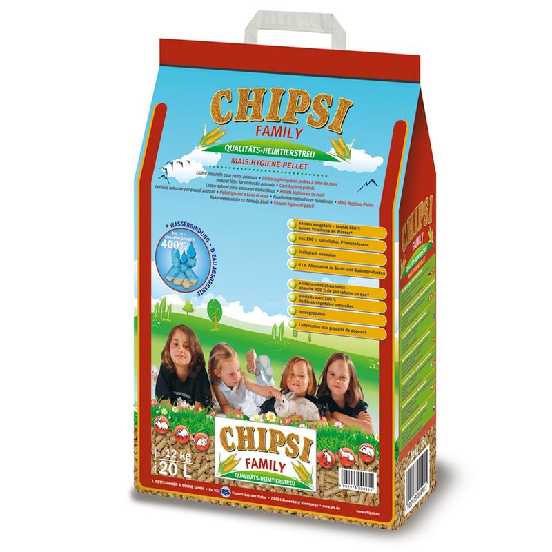 Heu + Einstreu zu Discountpreisen % bei bitiba.de: Chipsi Family Mais-Hygiene-Pellets
