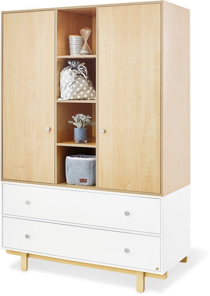 Pinolino® Babyzimmer-Komplettset Boks, (Set, 3-St., Kinderbett, Kleiderschrank, Wickelkommode), extrabreit groß; mit Kinderbett, Schrank und Wickelkommode