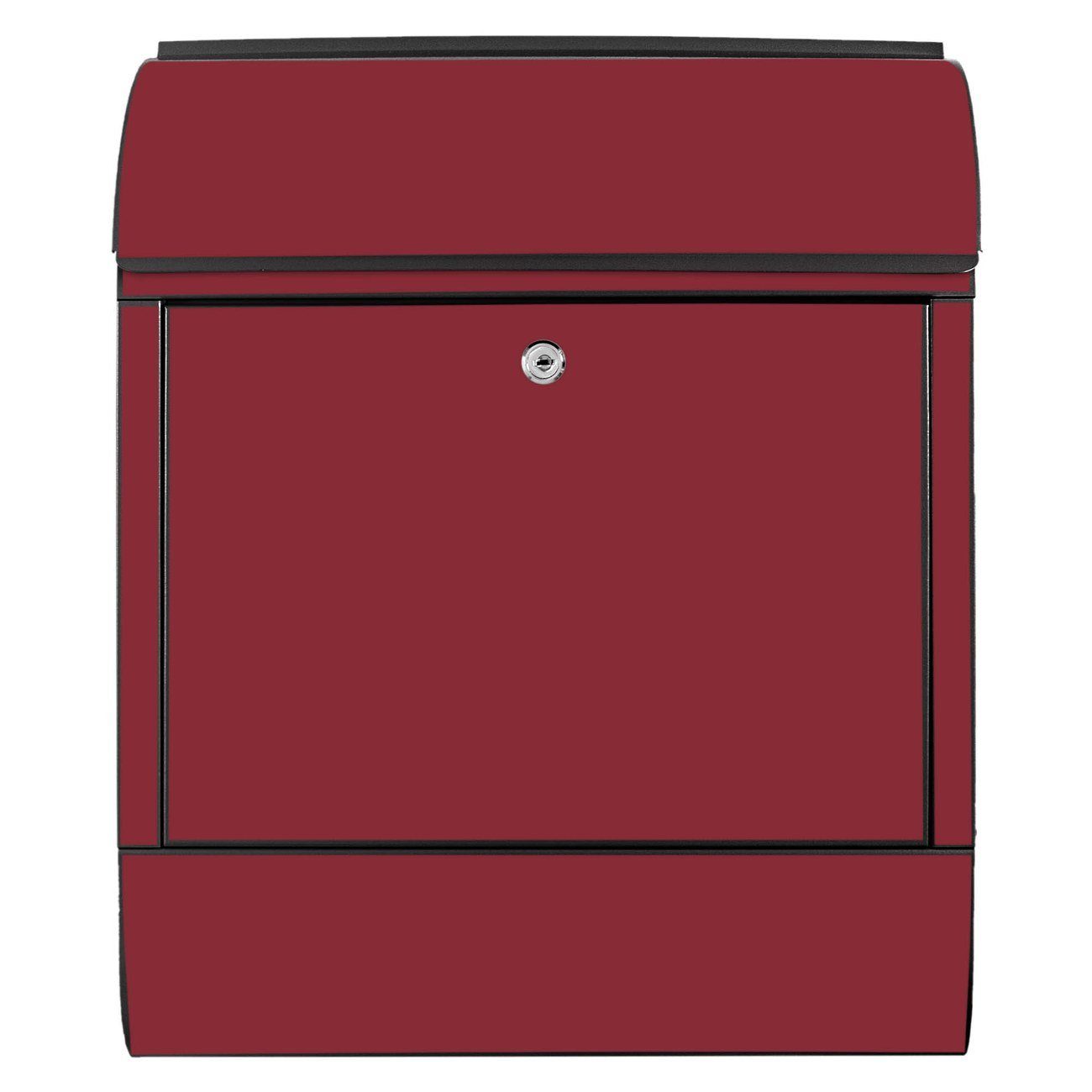 banjado Wandbriefkasten Stahl Burgund (Wandbriefkasten witterungsbeständig, pulverbeschichtet, mit Zeitungsfach), 39 x 47 x 14cm