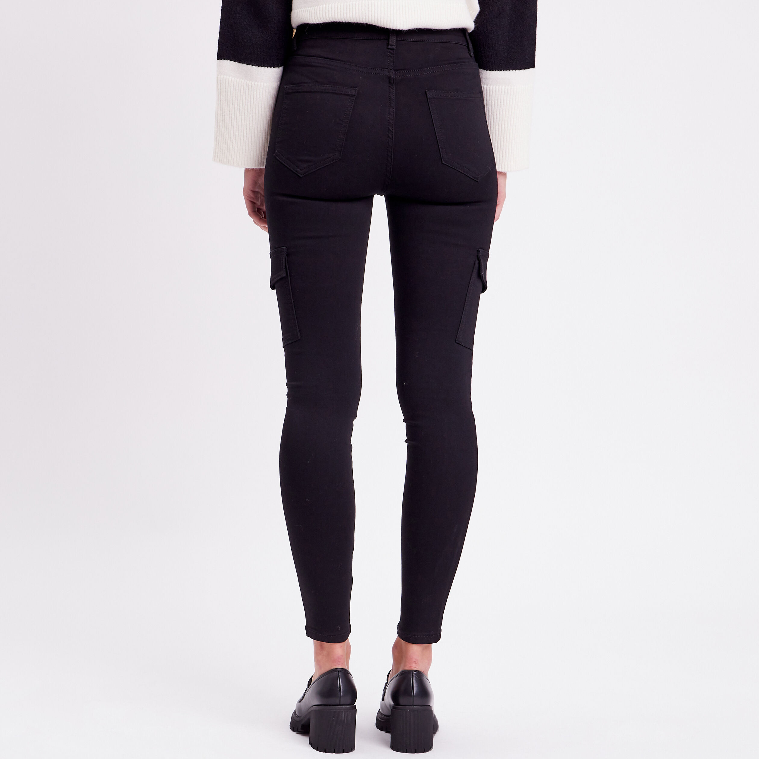 Jeans skinny poches cargo denim noir femme | Cache Cache