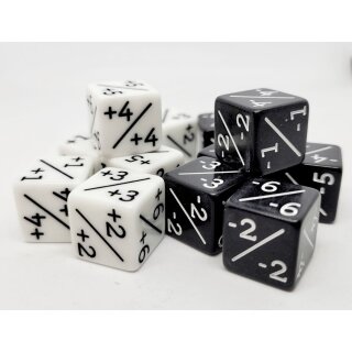 Würfelset Opaque D6: Counter Dice +/- Black/White (12)